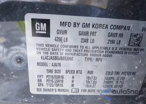 2018 Buick Encore Preferred z USA, uszkodzony, nr VIN KL4CJASB0JB693960